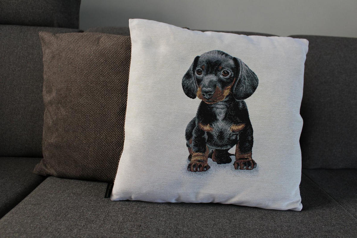 KISSENHÜLLE DACKELKINDER - Schwarz, Textil (45/45cm) - Yve! decoration