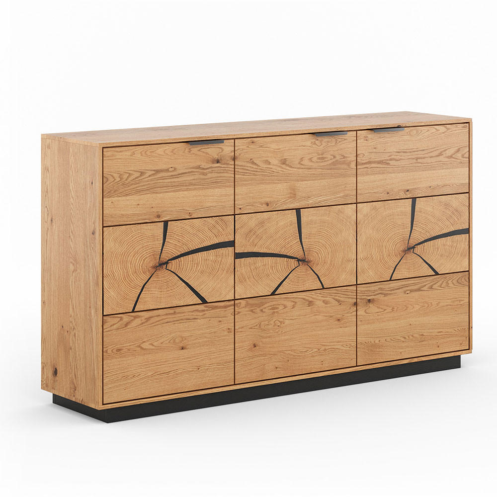 KOMMODE Tirano Eiche Natur / Hirnholz 154 / 39 / 84cm - Eiche Bianco/Eichefarben, Holz/Metall (154/84/39cm) - Feldmann-Wohnen