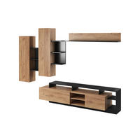 WOHNWAND Panzo 4-teilig Craft Eiche / Anthrazit - Grifflos - Eichefarben/Anthrazit, Holzwerkstoff (260/171/44cm) - Ravio