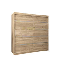 SCHWEBETÜRENSCHRANK 200/200/62 2-türig - Silberfarben/Sonoma Eiche, Holz/Kunststoff (200/200/62cm) - MÖBEL KRYSPOL