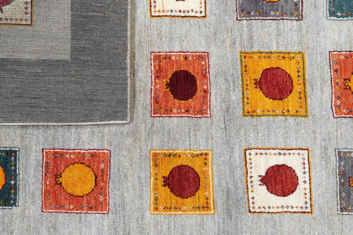 GABBEH-TEPPICH handgeknüpft Rizbaf Grau 232/178 cm Schurwolle - Grau, Textil (178/232cm) - Looma