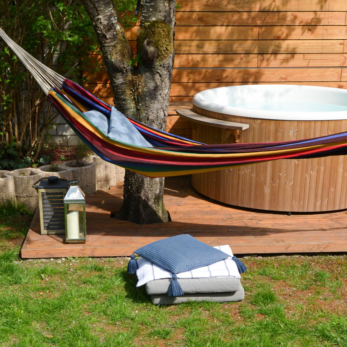 XXL-HÄNGEMATTE für 2 Personen bis 150kg, 200/120 cm, bunt - Multicolor, Textil (160/2.5/260cm) - Amanka