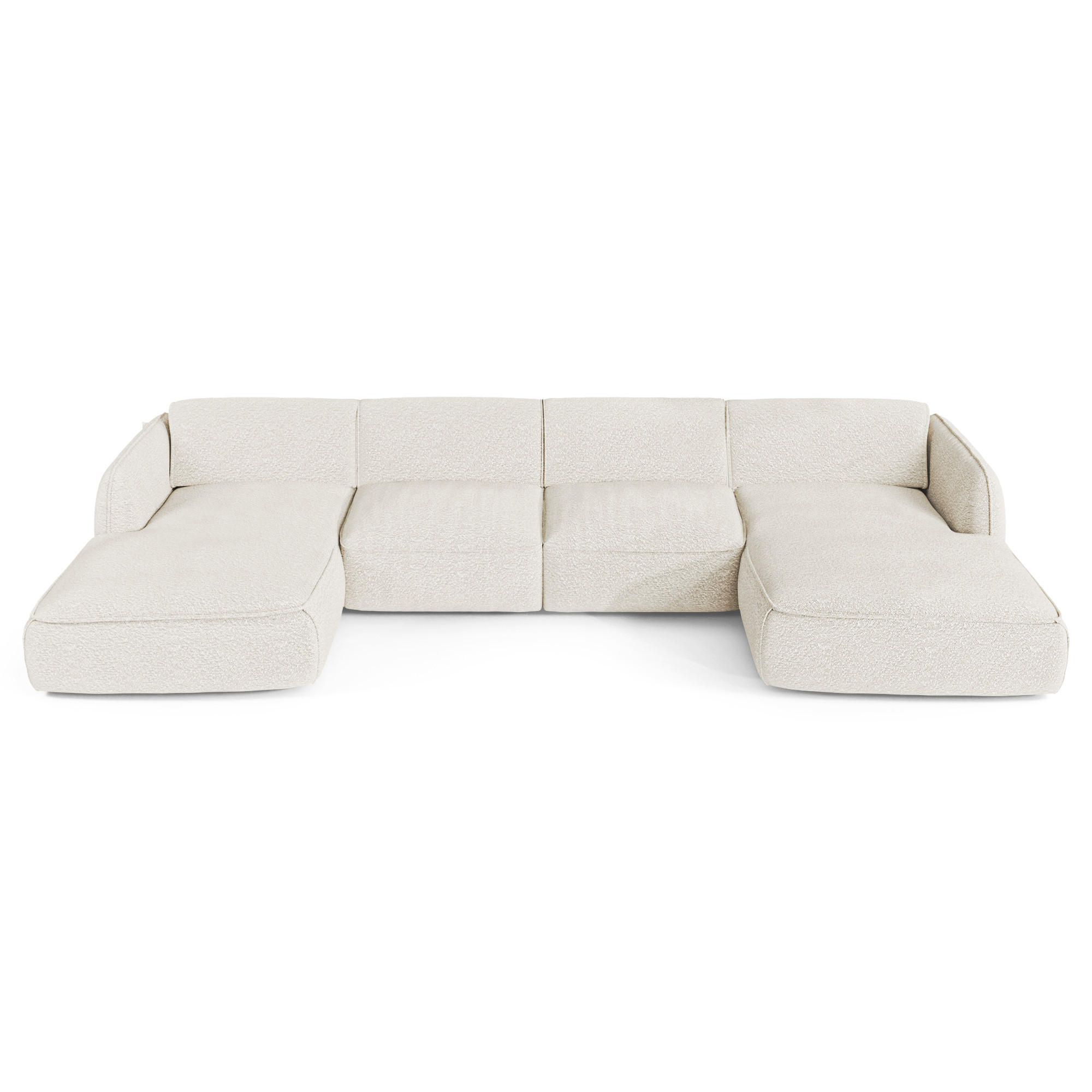 WOHNLANDSCHAFT Bouclé-Stoff Creme 346cm - Creme, Textil (346/76/166cm) - Sia Home