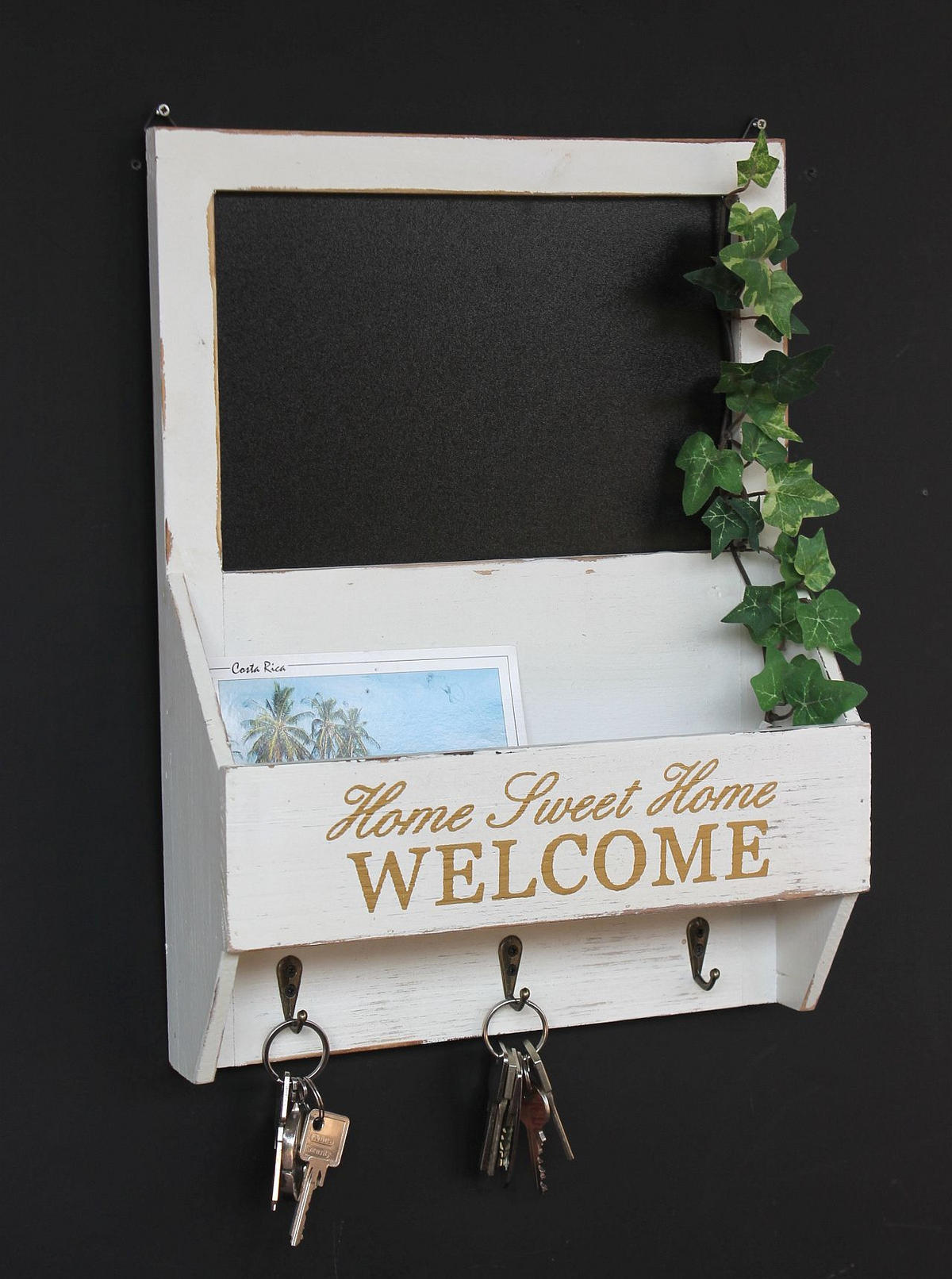 SCHLÜSSELBOARD mit Ablage Holz Weiß 30/8,5/40 cm - Weiß, Holz (30/40/8.5cm) - DanDiBo