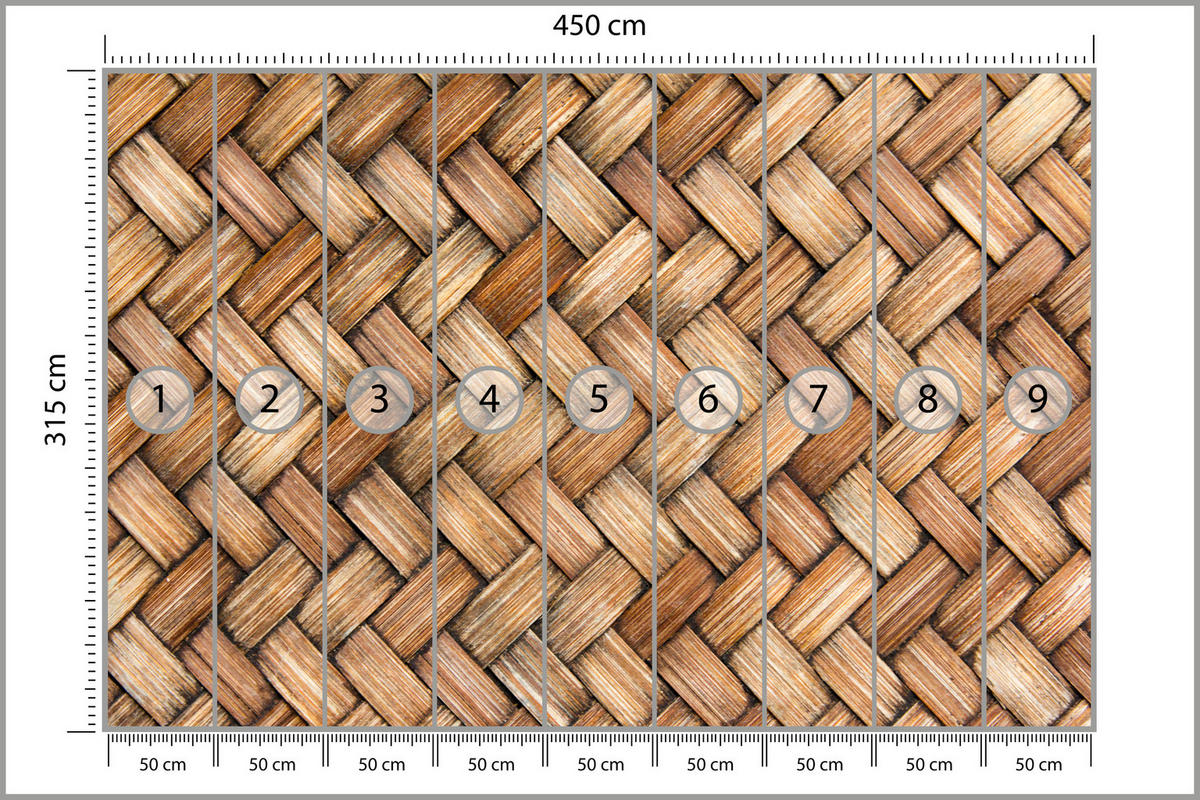 FOTOTAPETE für Küche Weiden Imitation Braune Wand Rustikal Modern 450x315 - Beige/Braun, Papier (450/315cm) - Muralo