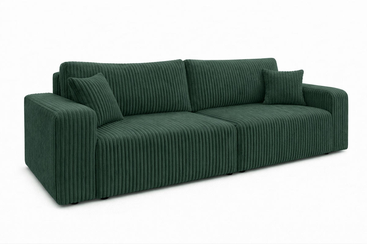 SOFA Mit Schlaffunktion Und Bettkasten, Cordstoff Tilia, Grün, BEST SCORNER - Grün, Holz (245/83/90cm) - Kaiser Möbel