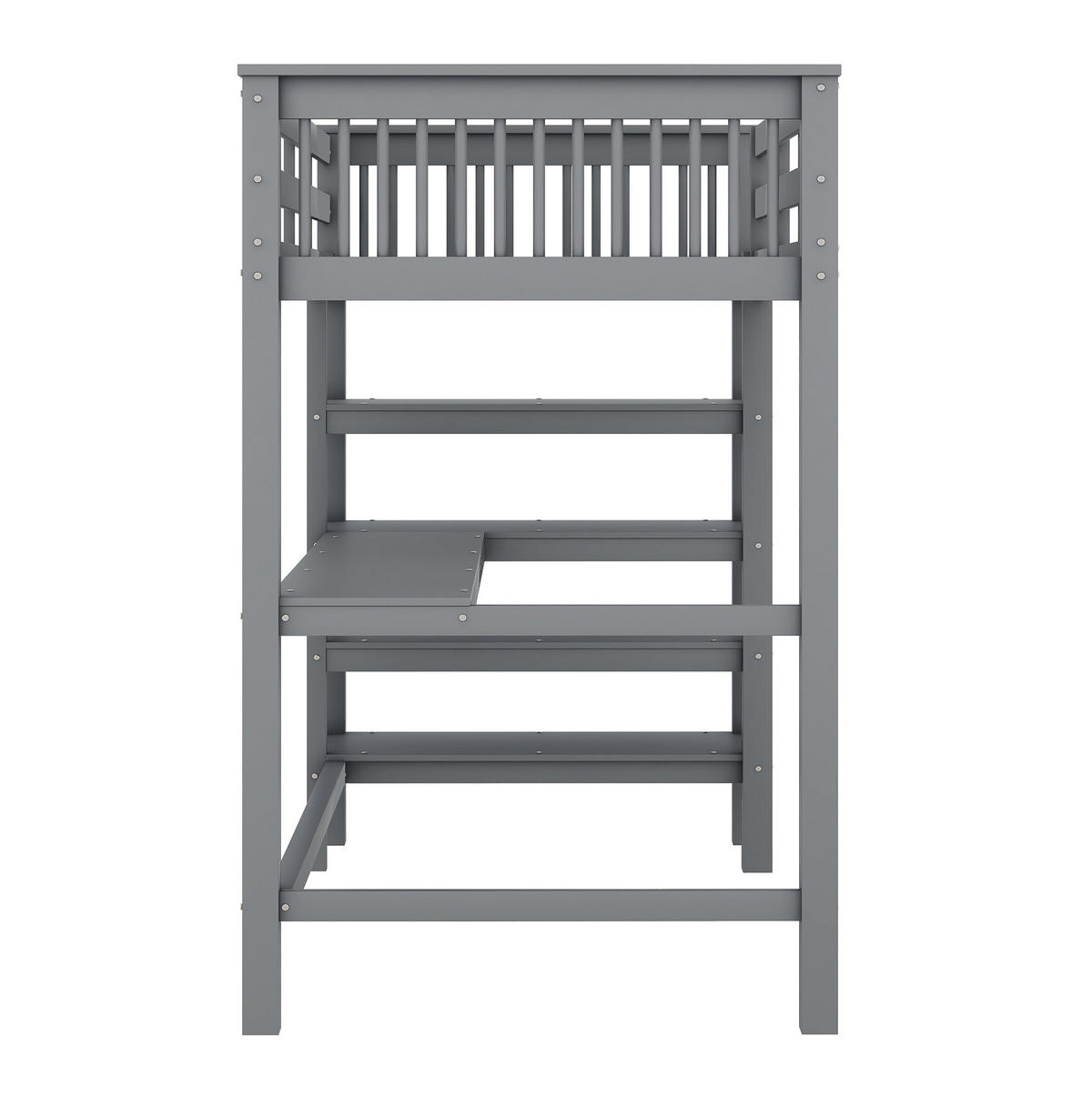 HOCHBETT 90/200 cm aus Kiefernholz mit Schreibtisch und Ablagefächern, Grau - Grau, Holz (90/200cm) - OKMYHOME