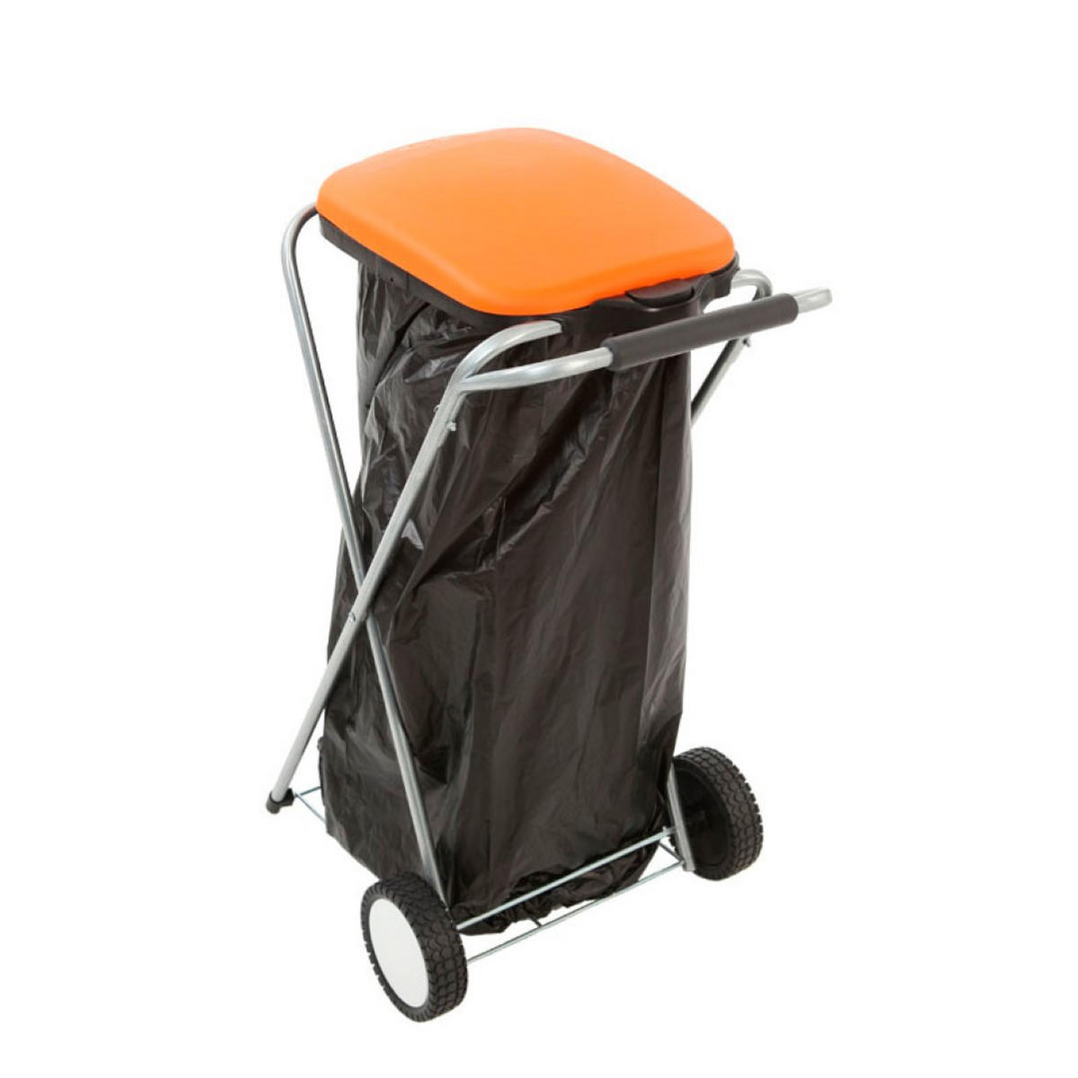 MÜLLEIMER Klassischer Abfallsackständer Mit Deckel und Rollen 83 x 44 x 56 cm Verzinkte Rohre Orange - Orange, Metall (44/83/56cm) - PROREGAL