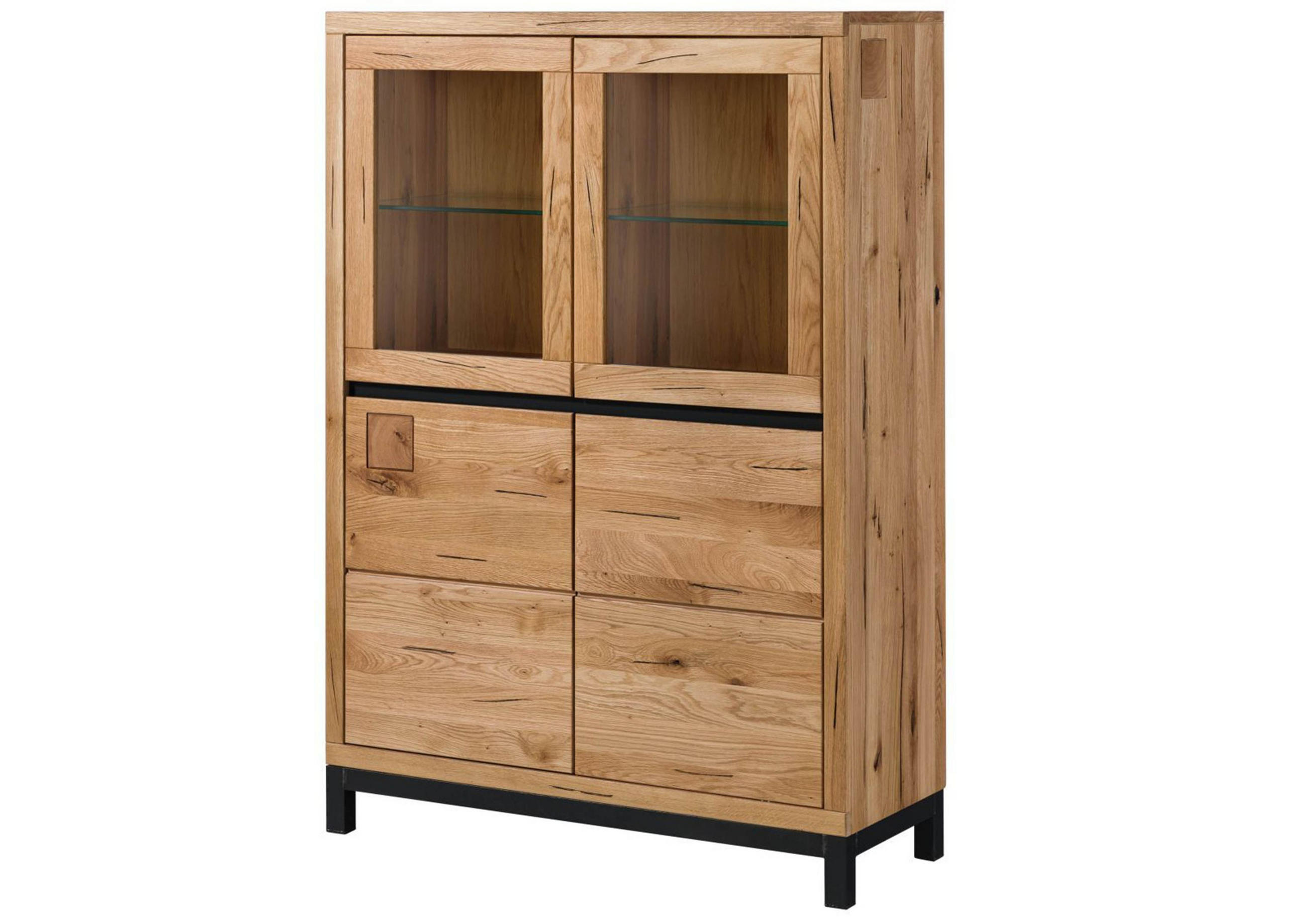 VITRINE Wildeiche 103x40x148 natur geölt VILLANDERS #102 - Braun, Holz (103/148/40cm) - Massivmoebel24