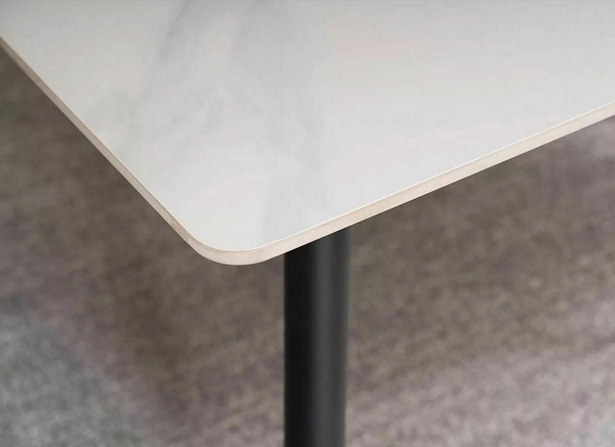 ESSTISCH Rion Marmor Weiß 130 / 70 / 76cm - Schwarz/Weiß, Holz/Keramik (70/130/76cm) - Feldmann-Wohnen