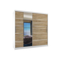 POSUVNÁ SKŘÍŇ Verona MBP, Bílá/Dub Sonoma Mat, 200 cm, se zrcadlem - Sonoma dub, dřevo (200/216/60cm) - B BELINI GROUP