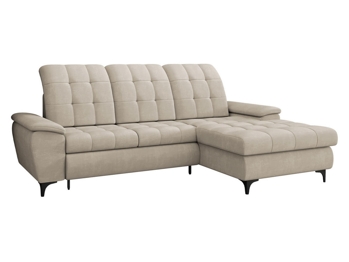 ECKSOFA Crystal, Seite: Rechts - Beige/Schwarz, Holz/Textil (260/182cm) - MIRJAN24