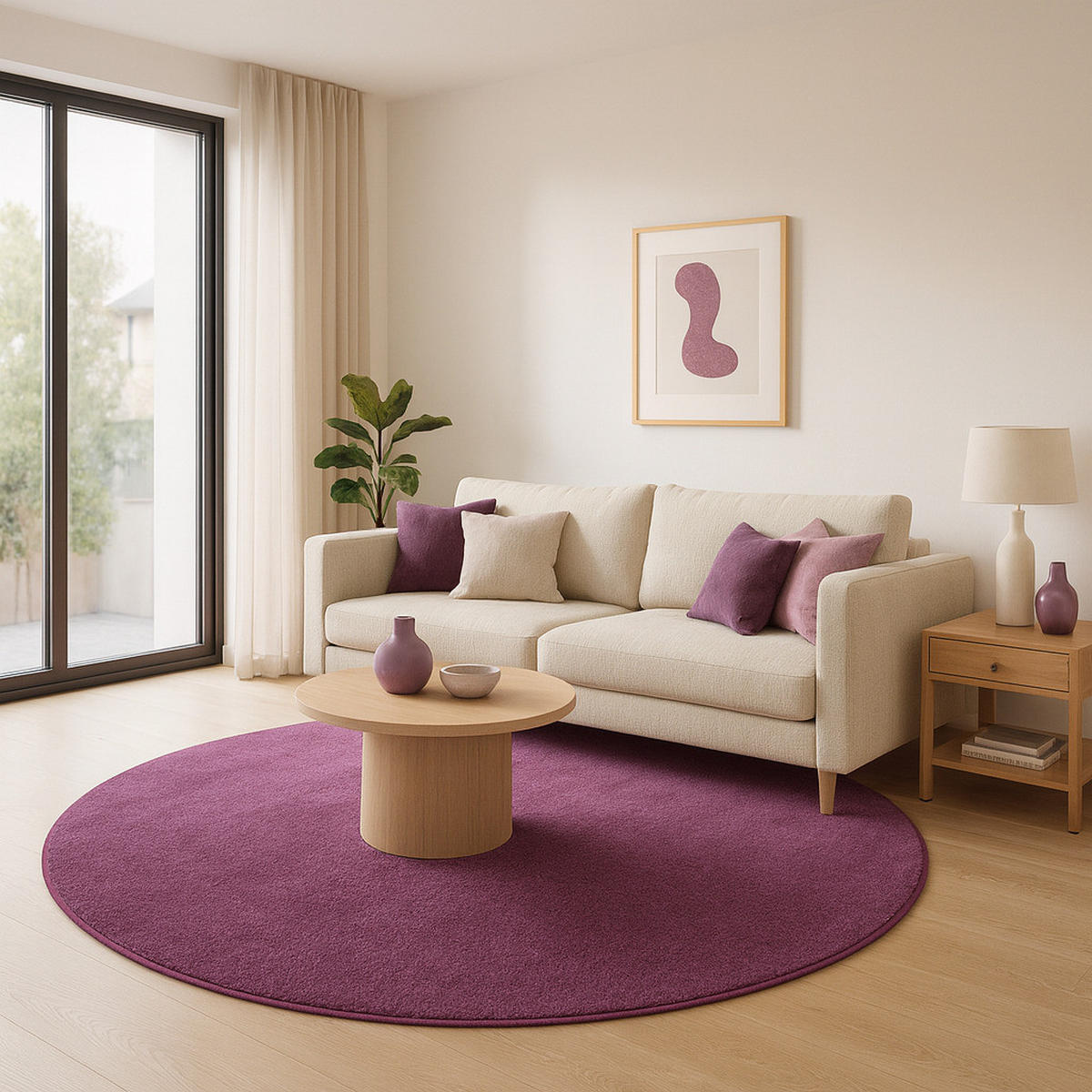 TREND VELOURS TEPPICH JOY RUND - Lila, Textil (100/100cm) - Snapstyle