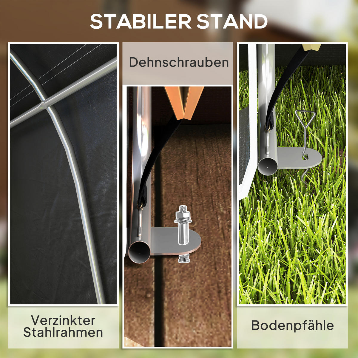 AUFBEWAHRUNGSZELT für Fahrräder - Dunkelgrau, Metall (300/230/450cm) - Outsunny