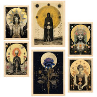 POSTER Set Mit 6 Mystischen & Esoterischen SternenA3 & A4 Rahmen Aus Hellem Holz - Beige, Papier (29/3cm) - Nacnic