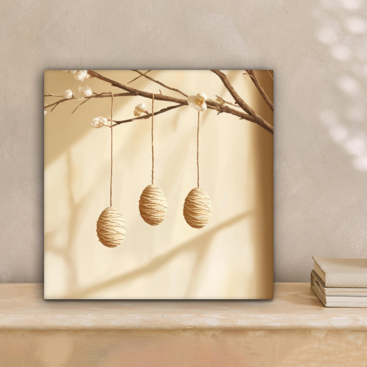 LEINWANDBILD Beige - Osterkuchen - Eier Deko Wohnzimmer 20x20 cm - Beige, Textil (20/20cm) - MuchoWow