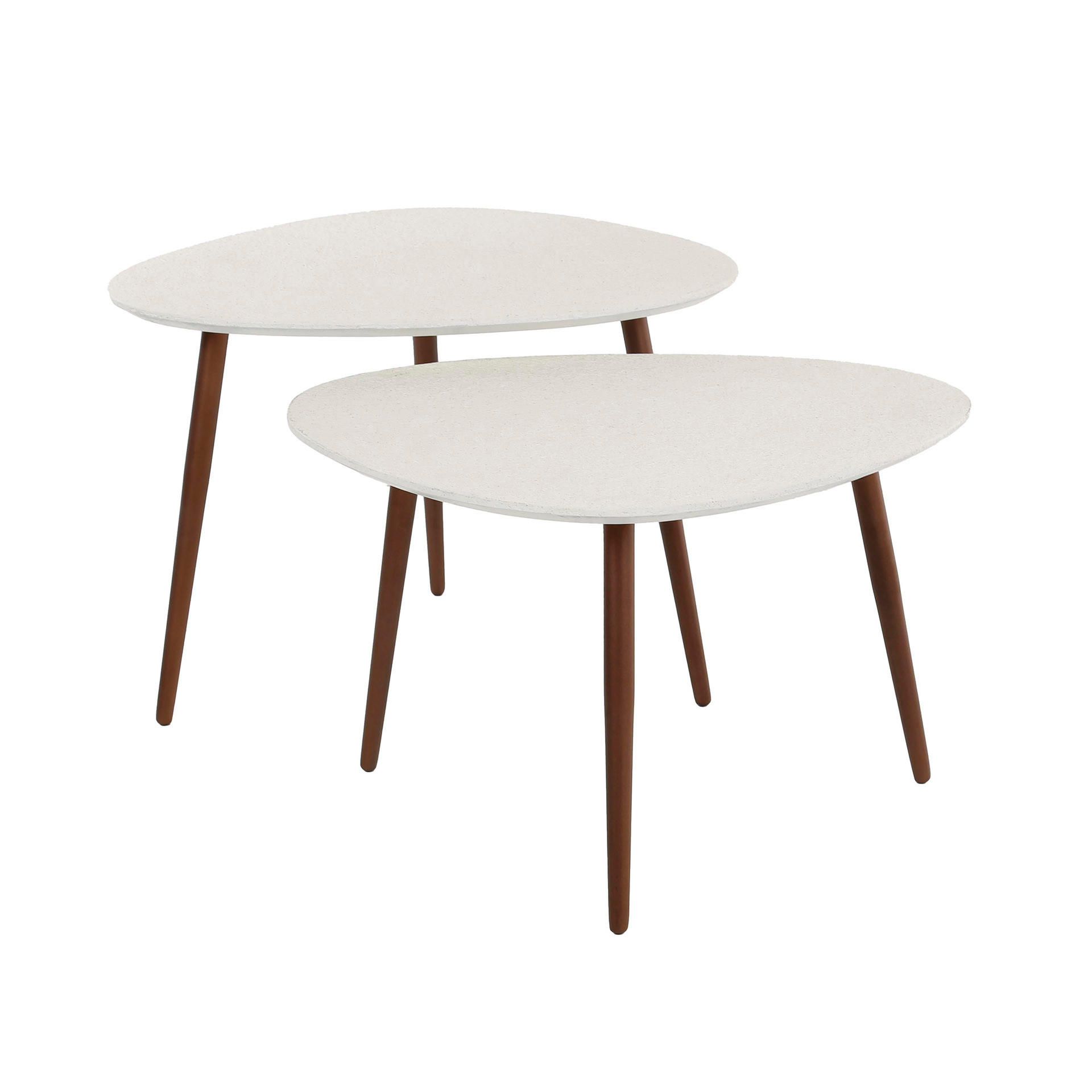 COUCHTISCH Ston Weiß 59/48/42 cm 2er-Set - Weiß, Stein (59/48/42cm) - Hoyz Collection