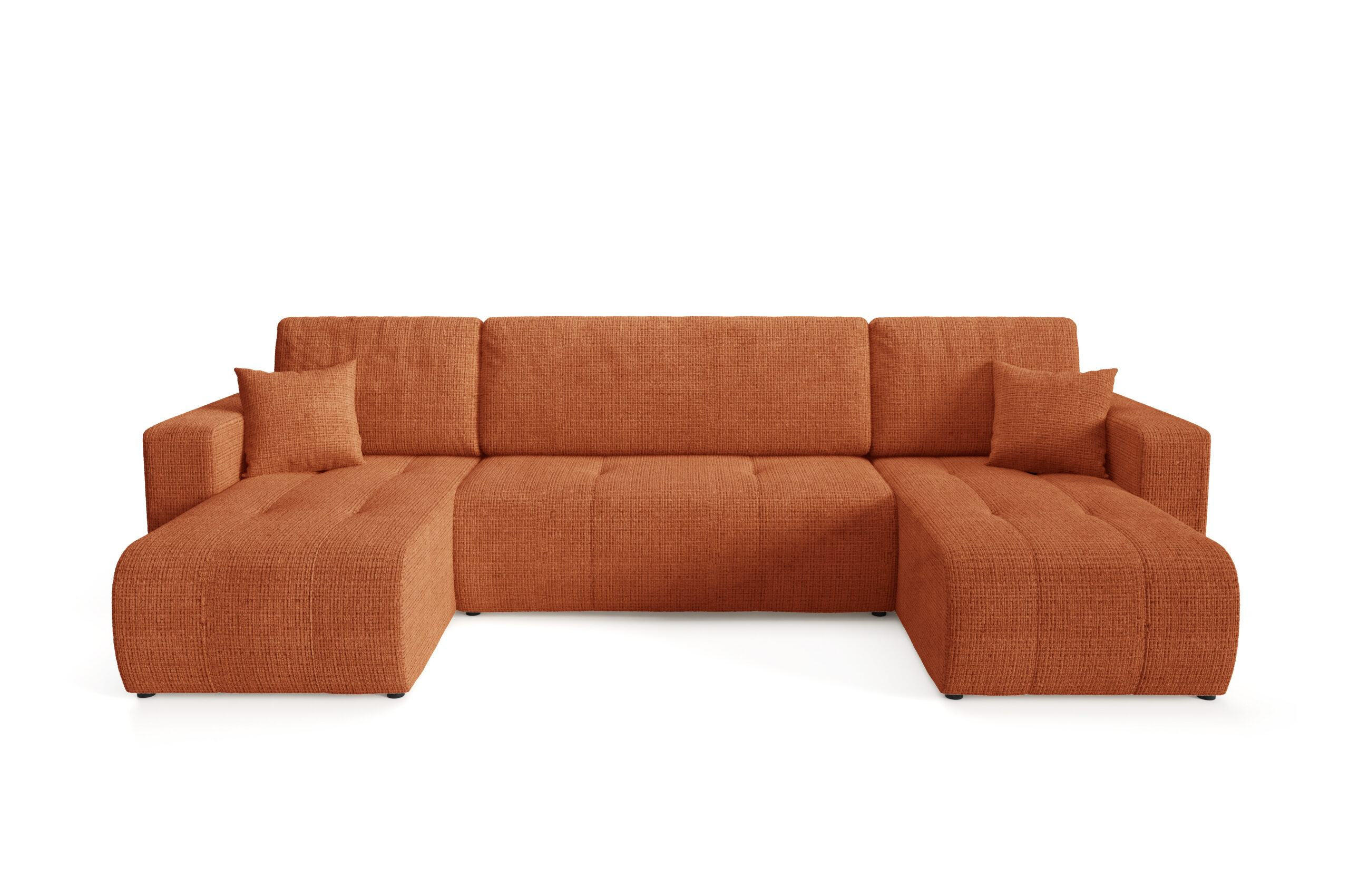 WOHNLANDSCHAFT mit Schlaffunktion Orange - Orange, Textil (315/70/145cm) - Furnisell