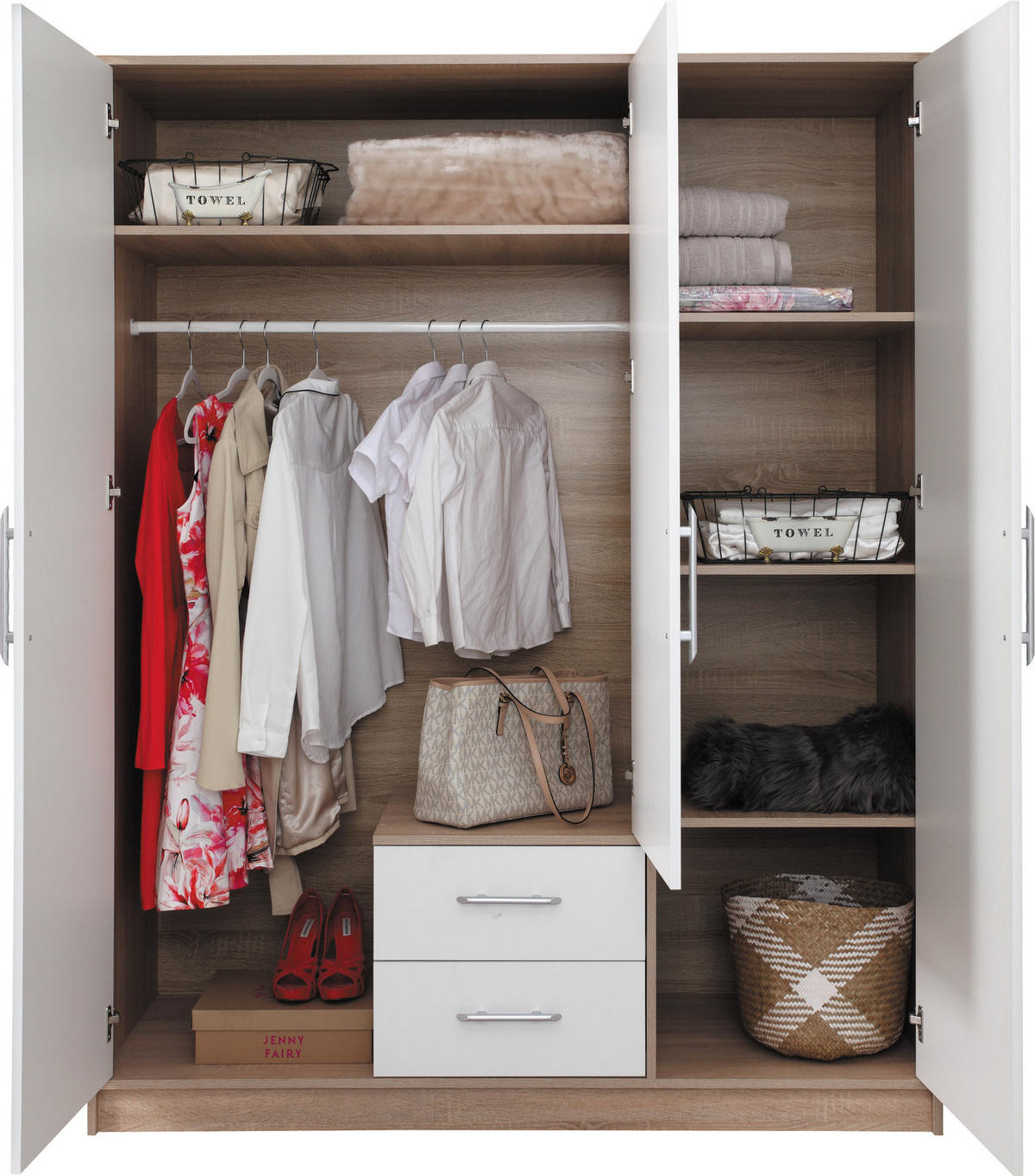 DREHTÜRENSCHRANK VANO 150/190/56cm 3-türig Kaschmir - Kaschmir, Holzwerkstoff (150/190/56cm) - MASSENO