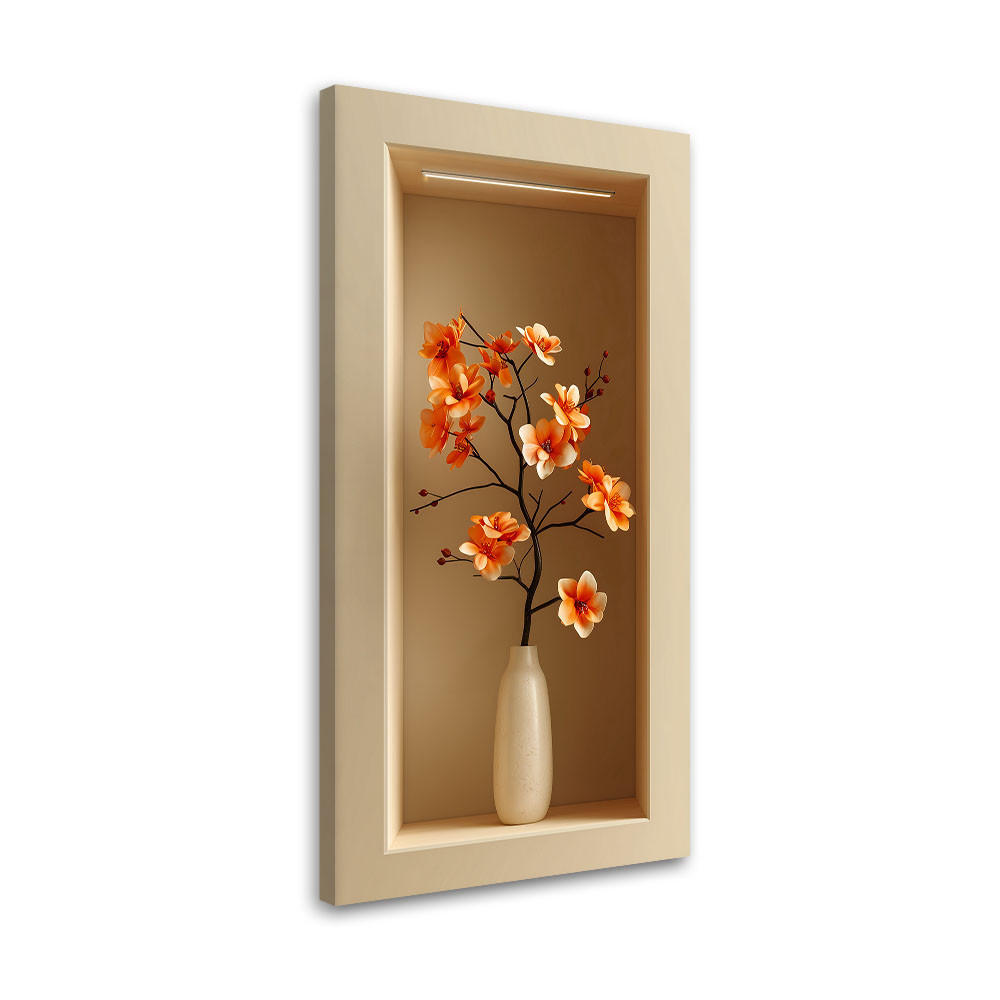 LEINWANDBILD Pflanzenblumen in einer Vase in einer Vertiefung 60x120cm - Beige, Textil (60/120cm) - Feeby