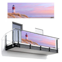 BALKON-SICHTSCHUTZ Leuchtturm - Dünen - Sonnenuntergang 300x100 cm - Hellrosa, Kunststoff (300/100cm) - MuchoWow