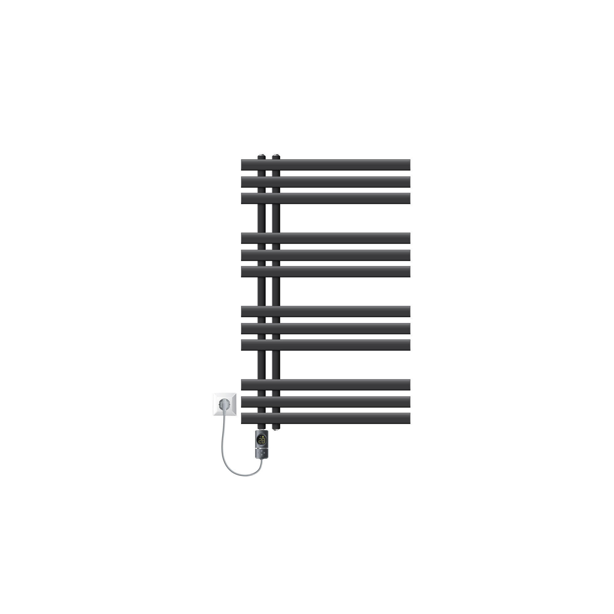 BADHEIZKÖRPER elektrisch Iron EM 600x1000 mm Anthrazit mit Heizstab 600W Digital - Anthrazit, Metall (60/100/3cm) - LuxeBath