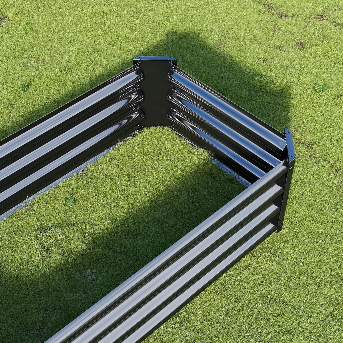 HOCHBEET-SET Metall Schwarz 120 x 60 x 30 cm - Schwarz, Metall (60/30/120cm)