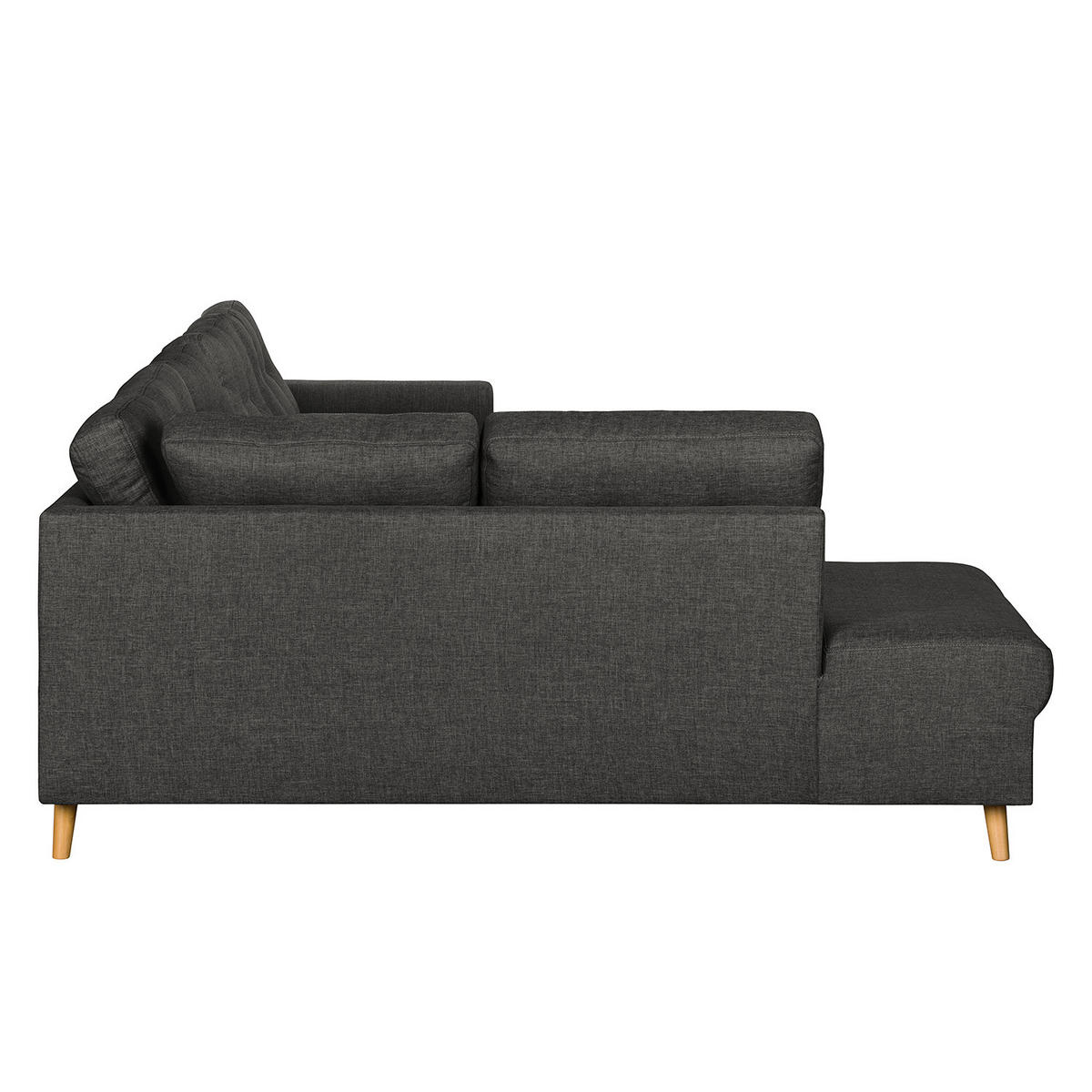 WOHNLANDSCHAFT mit Longchair - Dunkelgrau/Schwarz, Textil (290/90/200cm) - home24