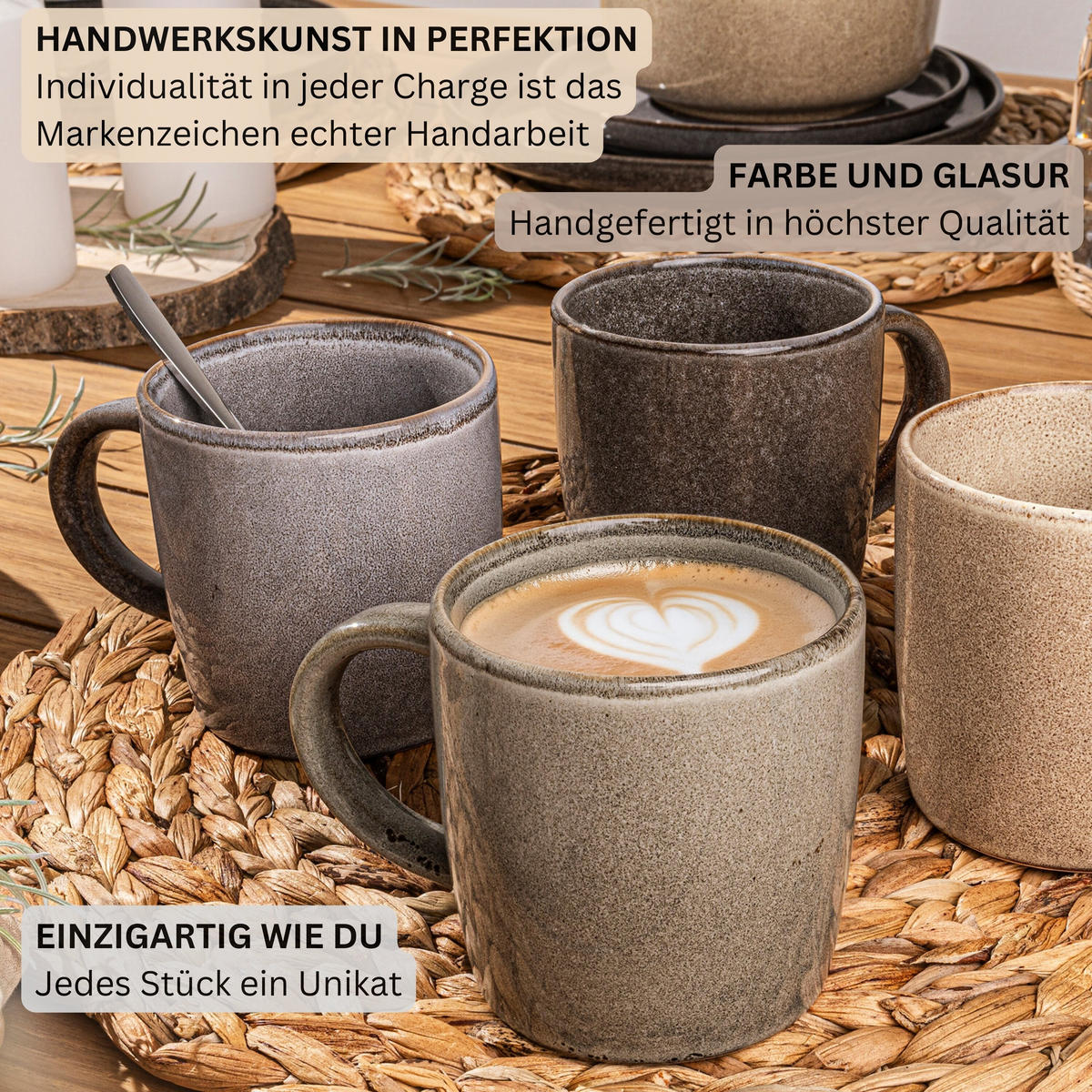KAFFEEBECHER SET KAIRO - 4 teilig aus Steingut - Multicolor, Keramik (0.4L) - Sänger