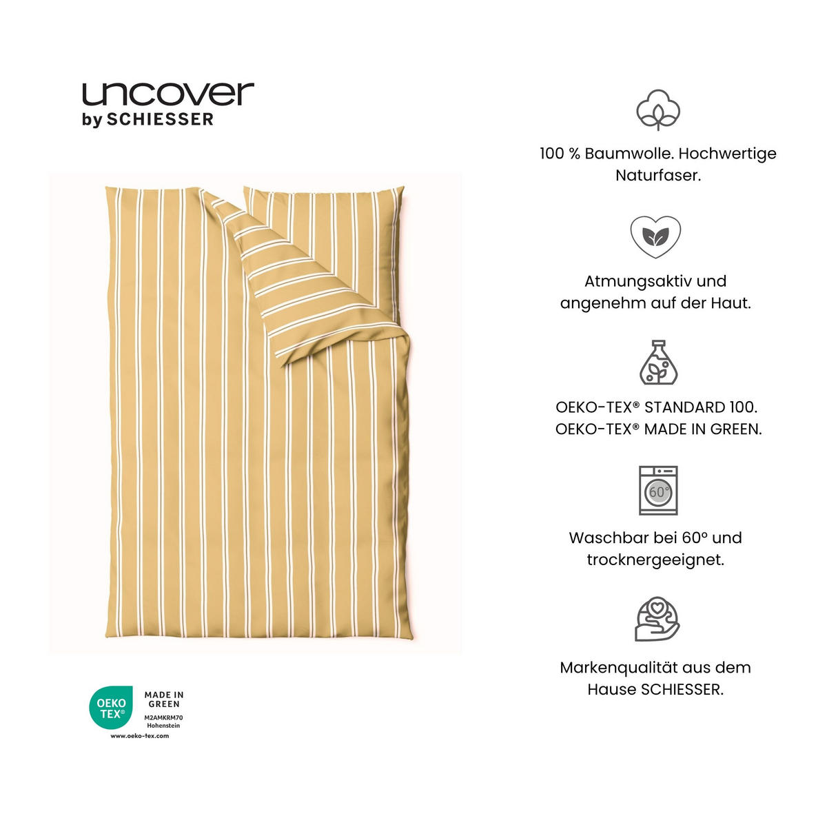 BETTWÄSCHESET Colorado - Renforcé - 2-teilig - 135x200cm - Senf - Hellbraun, Textil (135/200cm) - Uncover by Schiesser