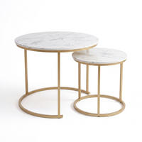 COUCHTISCH 2er-Set rund Gold, Weiß - Weiß, Metall (60/60/50cm) - SCENA LIVING