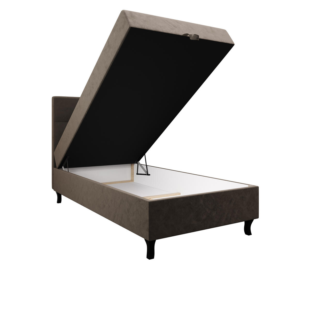 BOXBETT LIMBA mit Matratze H3, Bonell und Topper 100x200 Monolith 15 - Braun, Holz/Textil (100/200cm) - Bedante