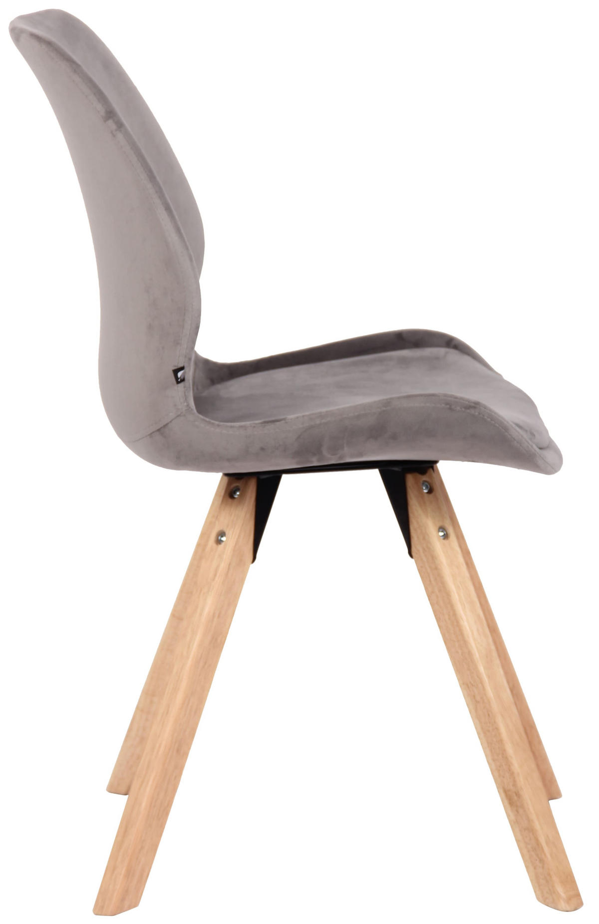 STUHL Samt grau - Eukalyptusholzfarben/Grau, Holz/Textil (49/87.5/58cm) - CLP