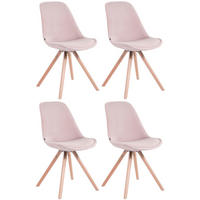 STUHL 4er Set Samt pink - Pink/Eukalyptusholzfarben, Holz/Textil (48/84/56cm) - CLP