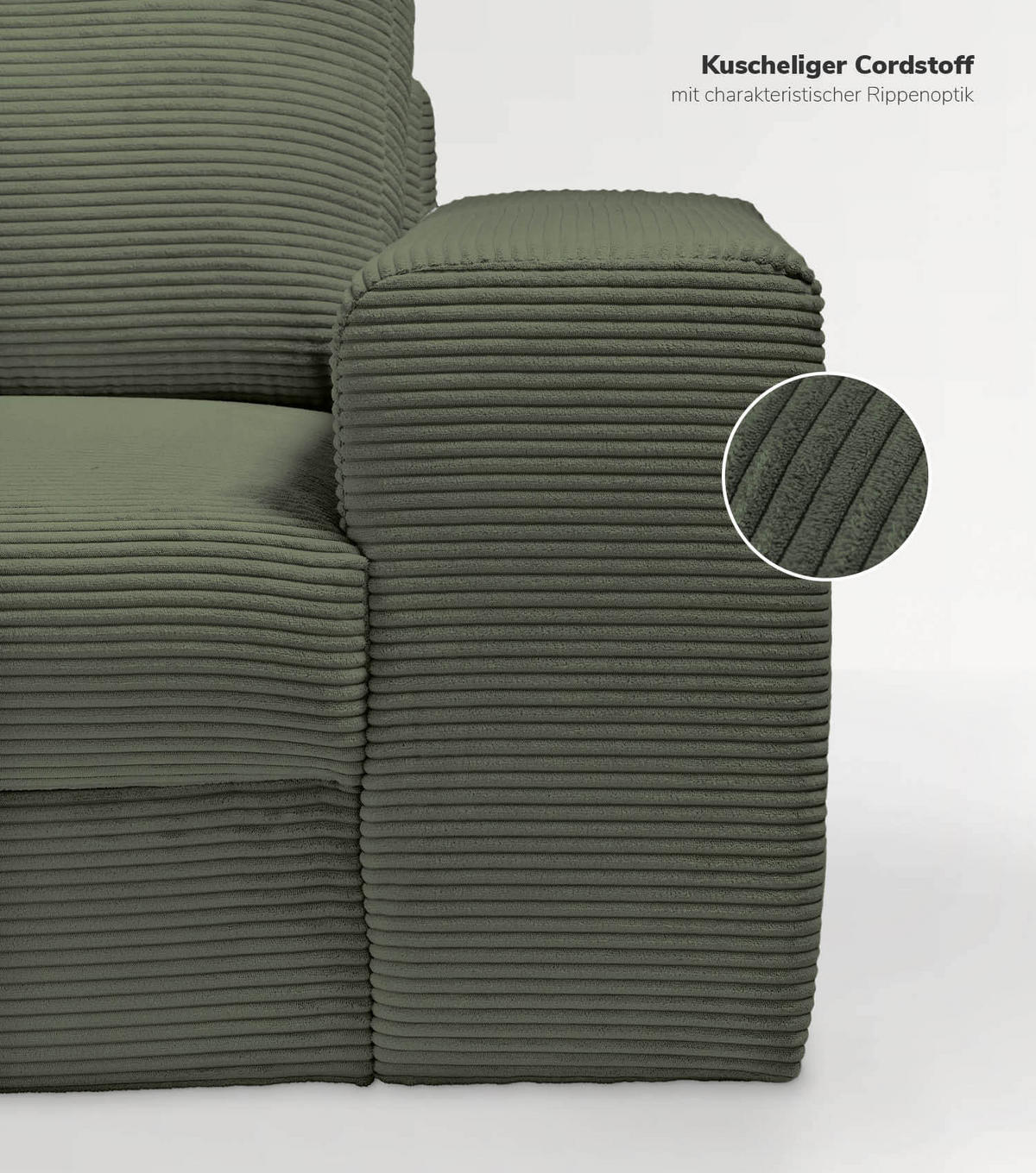 ECKSOFA Der Klassiker Recamiere rechts - Mintgrün, Textil (280/190cm) - Mokebo