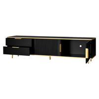 TV-SCHRANK Lowboard Schwarz geschnitzte Struktur goldene Griffe - Schwarz, Holz (41/18/107cm) - FLIEKS