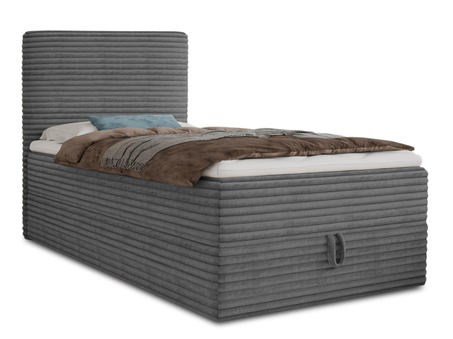 BOXBETT Mollo Mini - 80x200 - dunkelgrau (Tilia 90, Cord) - Dunkelgrau/Schwarz, Holz/Holzwerkstoff (80/200cm) - Sofnet