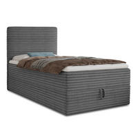 BOXBETT Mollo Mini - 100x200 - dunkelgrau (Tilia 90, Cord) - Dunkelgrau/Schwarz, Holz/Holzwerkstoff (100/200cm) - Sofnet