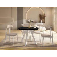 ESSTISCH Avero White runder ausziehbarer, Schwarz 90-190/90/77 cm - Schwarz/Weiß, Holz/Holzwerkstoff (90/190/77cm) - WFL GROUP
