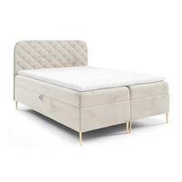 BOXSPRINGBETT 180x200 Elara, Chesterfield, 15 cm Beine, Matratze, Creme - Creme, Holz/Textil (180/200cm) - Emporius