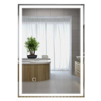 BADSPIEGEL, mit LED-Leuchte, 70 x 50 cm, beschlagfrei, mit Touchschalter, IP44 - Silberfarben, Glas (70/4/50cm) - HOMCOM