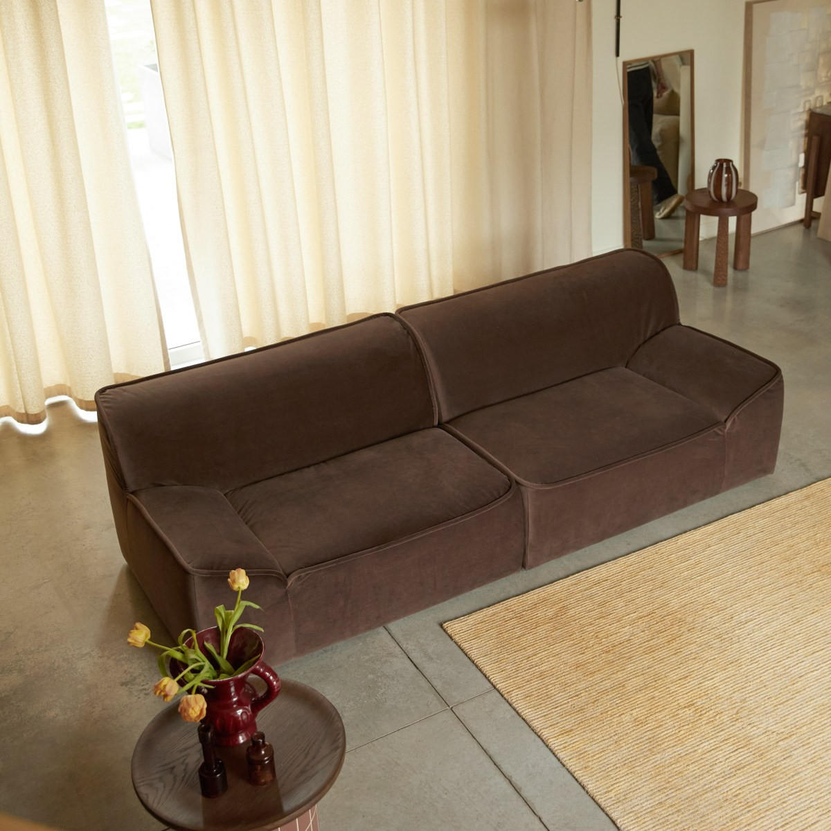 SOFA Quinto Braun aus Stoff - Braun, Textil (240/73/96cm) - Tikamoon