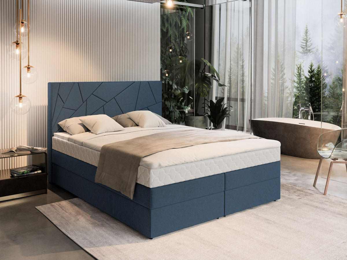 POSTEL BOXSPRING TRANI 160x200 cm, s matrací a úložným prostorem, modrá - modrá, kompozitní dřevo/textil (160/200cm) - MASSENO