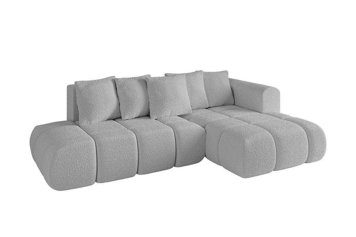 ECKSOFA Ottomane Rechts CLOUD-L-v1 289x180x40 Hellgrau Bouclé - Hellgrau, Holzwerkstoff/Kunststoff (289/180cm) - ALTDECOR
