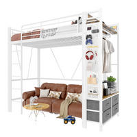 HOCHBETT 90/200 cm Eisenrahmen mit 4 Schubladen und USB-Anschluss ohne Matratze - Weiß, Metall (90/200cm) - OKWISH