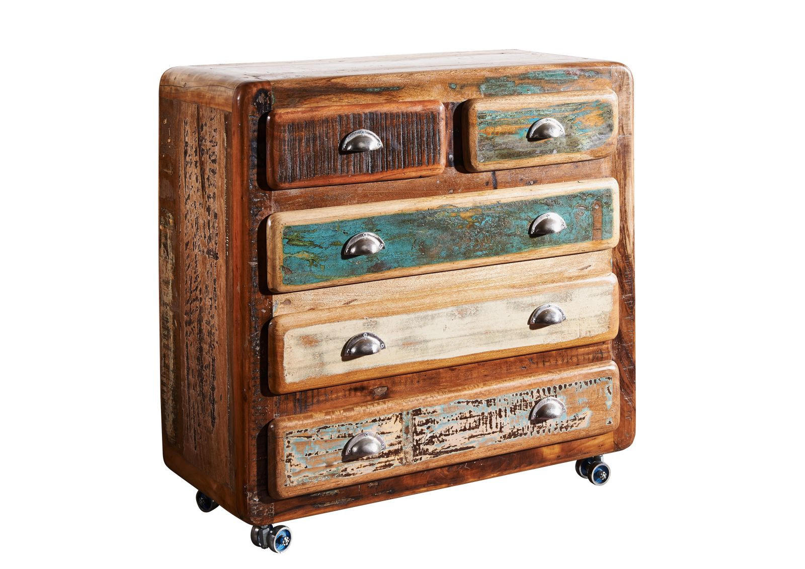 KOMMODE Altholz 90x40x90 mehrfarbig lackiert FREEZY #36 - Multicolor, Holz (90/90/40cm) - Massivmoebel24