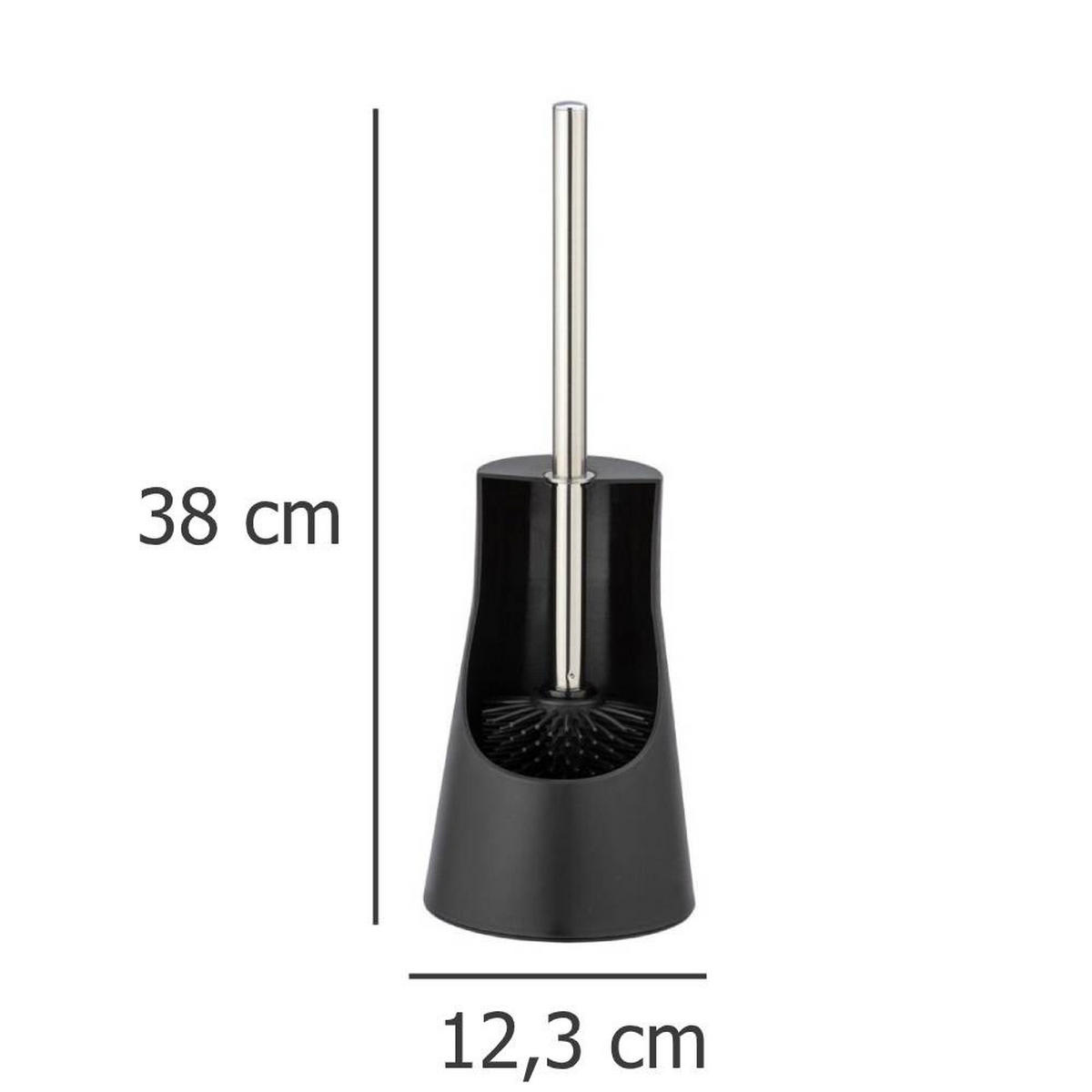 TOILETTENBÜRSTE aus Silikon 12,3/12,3/38 cm - Schwarz, Kunststoff (12.3/38/12.3cm) - Wenko