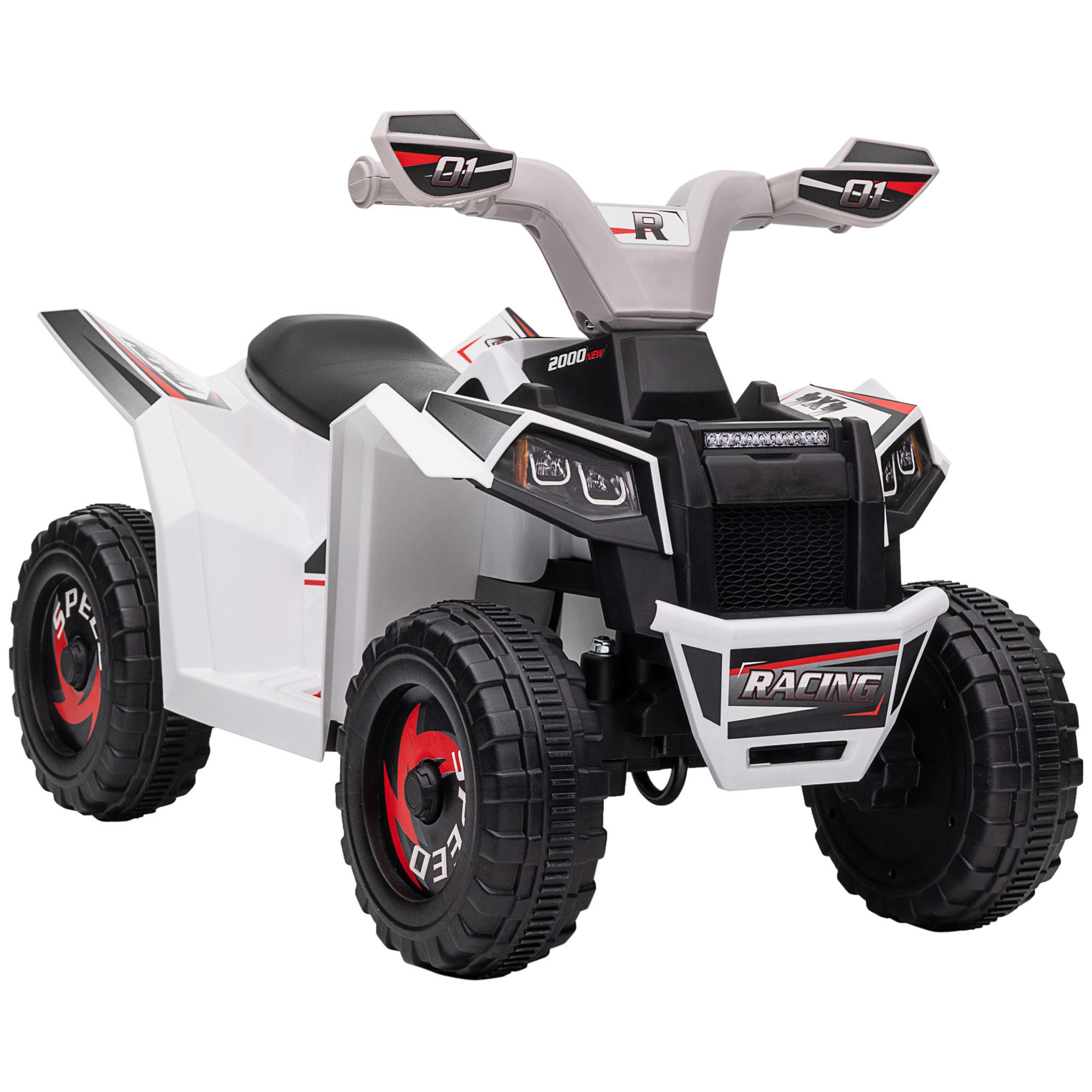 MINI ELEKTRO-QUAD KINDER, Blau/Rosa/Weiß, Kunststoff+ Metall - Weiß, Metall (70/41.5/48.5cm) - HOMCOM