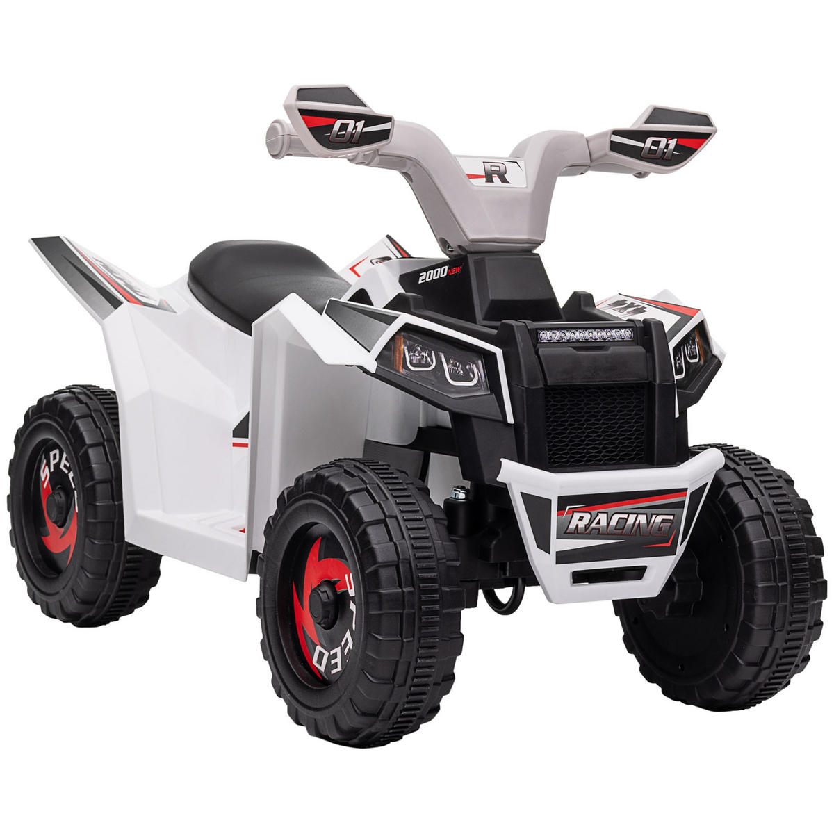 MINI ELEKTRO-QUAD KINDER, Blau/Rosa/Weiß, Kunststoff+ Metall - Weiß, Metall (70/41.5/48.5cm) - HOMCOM