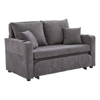 SCHLAFSOFA aus chenille mit bettfunktion, usb-anschluss & becherhaltern - Grau, Textil (139/83/73cm) - Urban Meuble